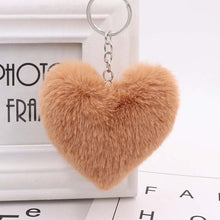 Load image into Gallery viewer, 10CM Cute Fluffy Heart Keychains Women&#39;s Simulation Rabbit Fur Key Chains Girl Bag Hang Car Key Ring Jewelry Accessories
