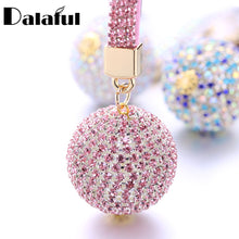 Load image into Gallery viewer, Full Ball Crystal Keychain Rhinestone Leather Strap High Quality Handbag Purse Bag Pendant Charm Keyring For Car Key Chain K399
