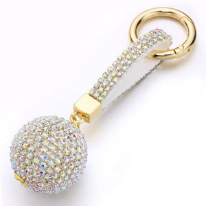 Full Ball Crystal Keychain Rhinestone Leather Strap High Quality Handbag Purse Bag Pendant Charm Keyring For Car Key Chain K399