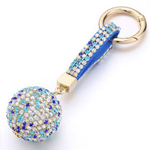 Load image into Gallery viewer, Full Ball Crystal Keychain Rhinestone Leather Strap High Quality Handbag Purse Bag Pendant Charm Keyring For Car Key Chain K399
