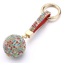 Load image into Gallery viewer, Full Ball Crystal Keychain Rhinestone Leather Strap High Quality Handbag Purse Bag Pendant Charm Keyring For Car Key Chain K399
