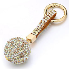 Load image into Gallery viewer, Full Ball Crystal Keychain Rhinestone Leather Strap High Quality Handbag Purse Bag Pendant Charm Keyring For Car Key Chain K399
