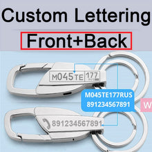 Load image into Gallery viewer, Customized Keychain For Car Plate Number Logo Anti-lost Keyring Engraved Name Key Chain Ring Personalized Gift For Men K372C
