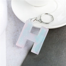 Load image into Gallery viewer, 1PC KEYRING pink/blue English word English Letter Keychain  glitter resin A TO Q handbag charms for woman
