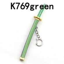 Load image into Gallery viewer, Anime One Piece Keychain Keyrings Roronoa Zoro Sword kitetsu Toy Model Metal Key Ring llaveros Key Chain Chaveiro Jewelry
