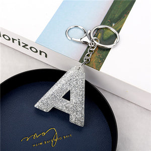 1PC Women Keychains  Handbag  Car Pendants English Letter Keyring  Charms   Glitter Resin Word Custom Made Welcome