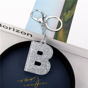 1PC Women Keychains  Handbag  Car Pendants English Letter Keyring  Charms   Glitter Resin Word Custom Made Welcome