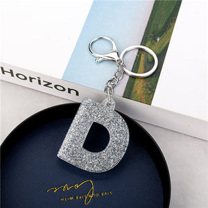 1PC Women Keychains  Handbag  Car Pendants English Letter Keyring  Charms   Glitter Resin Word Custom Made Welcome