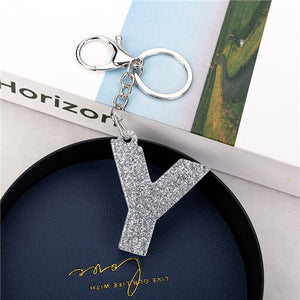 1PC Women Keychains  Handbag  Car Pendants English Letter Keyring  Charms   Glitter Resin Word Custom Made Welcome