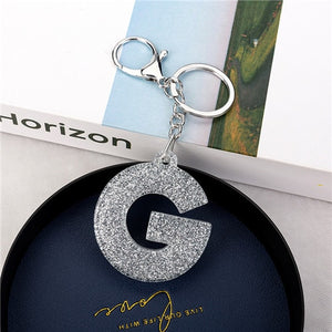 1PC Women Keychains  Handbag  Car Pendants English Letter Keyring  Charms   Glitter Resin Word Custom Made Welcome