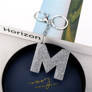 1PC Women Keychains  Handbag  Car Pendants English Letter Keyring  Charms   Glitter Resin Word Custom Made Welcome