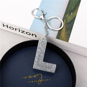 1PC Women Keychains  Handbag  Car Pendants English Letter Keyring  Charms   Glitter Resin Word Custom Made Welcome