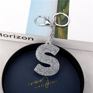 1PC Women Keychains  Handbag  Car Pendants English Letter Keyring  Charms   Glitter Resin Word Custom Made Welcome