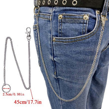 Load image into Gallery viewer, BLA Metal Trousers Pant Chain Punk Hip-hop Chain Waist Link Metal Silver Key Chain Jeans Waist Link Keyring Jewelry Z30
