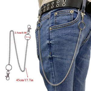 BLA Metal Trousers Pant Chain Punk Hip-hop Chain Waist Link Metal Silver Key Chain Jeans Waist Link Keyring Jewelry Z30