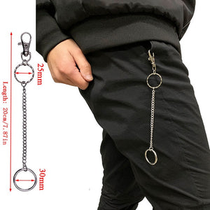 BLA Metal Trousers Pant Chain Punk Hip-hop Chain Waist Link Metal Silver Key Chain Jeans Waist Link Keyring Jewelry Z30