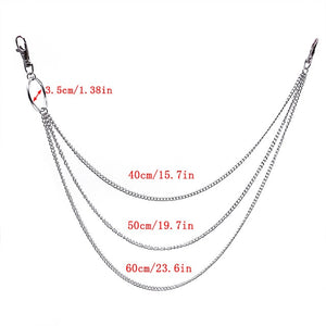 BLA Metal Trousers Pant Chain Punk Hip-hop Chain Waist Link Metal Silver Key Chain Jeans Waist Link Keyring Jewelry Z30