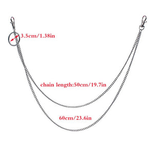 BLA Metal Trousers Pant Chain Punk Hip-hop Chain Waist Link Metal Silver Key Chain Jeans Waist Link Keyring Jewelry Z30