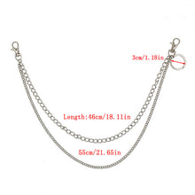 Load image into Gallery viewer, BLA Metal Trousers Pant Chain Punk Hip-hop Chain Waist Link Metal Silver Key Chain Jeans Waist Link Keyring Jewelry Z30
