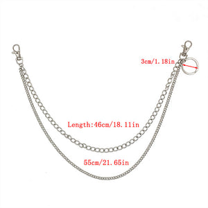 BLA Metal Trousers Pant Chain Punk Hip-hop Chain Waist Link Metal Silver Key Chain Jeans Waist Link Keyring Jewelry Z30