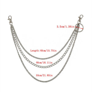 BLA Metal Trousers Pant Chain Punk Hip-hop Chain Waist Link Metal Silver Key Chain Jeans Waist Link Keyring Jewelry Z30