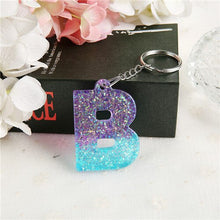 Load image into Gallery viewer, 1PC Women Keychains Handbag  Pendants English Letter Keyring  Charms Glitter Resin Words A to Z  Custom Made Welcome
