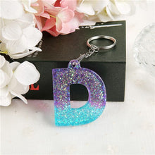 Load image into Gallery viewer, 1PC Women Keychains Handbag  Pendants English Letter Keyring  Charms Glitter Resin Words A to Z  Custom Made Welcome
