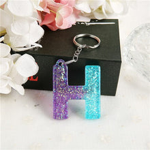 Load image into Gallery viewer, 1PC Women Keychains Handbag  Pendants English Letter Keyring  Charms Glitter Resin Words A to Z  Custom Made Welcome
