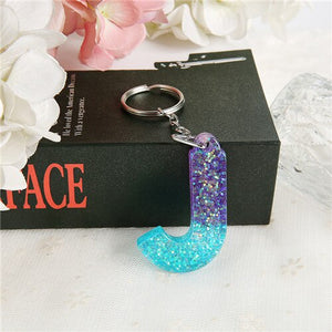 1PC Women Keychains Handbag  Pendants English Letter Keyring  Charms Glitter Resin Words A to Z  Custom Made Welcome