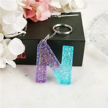 Load image into Gallery viewer, 1PC Women Keychains Handbag  Pendants English Letter Keyring  Charms Glitter Resin Words A to Z  Custom Made Welcome
