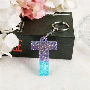 1PC Women Keychains Handbag  Pendants English Letter Keyring  Charms Glitter Resin Words A to Z  Custom Made Welcome