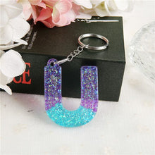 Load image into Gallery viewer, 1PC Women Keychains Handbag  Pendants English Letter Keyring  Charms Glitter Resin Words A to Z  Custom Made Welcome
