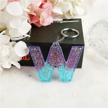 Load image into Gallery viewer, 1PC Women Keychains Handbag  Pendants English Letter Keyring  Charms Glitter Resin Words A to Z  Custom Made Welcome
