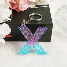 Load image into Gallery viewer, 1PC Women Keychains Handbag  Pendants English Letter Keyring  Charms Glitter Resin Words A to Z  Custom Made Welcome
