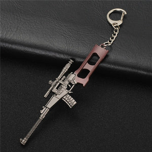 FREE SHIPPING Hot PUBG FPS Game Player Unknown's Battle Grounds 3D Keychain weapon eat chicken game tonight Men's car keychain