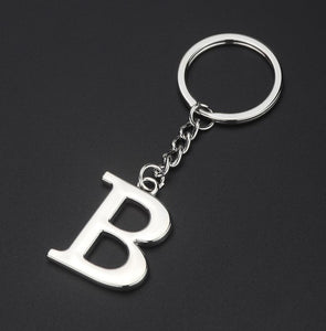 DIY A-Z Letters key Chain Car Men Metal Keychain Ring Women Car Key Ring Simple Silver Color Letter Name Key chain Party Gift