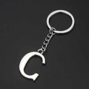 DIY A-Z Letters key Chain Car Men Metal Keychain Ring Women Car Key Ring Simple Silver Color Letter Name Key chain Party Gift