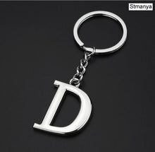 Load image into Gallery viewer, DIY A-Z Letters key Chain Car Men Metal Keychain Ring Women Car Key Ring Simple Silver Color Letter Name Key chain Party Gift
