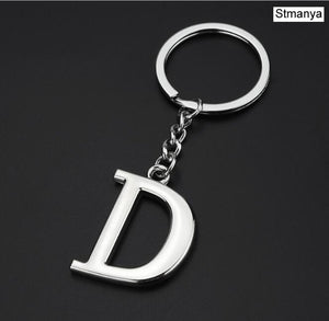 DIY A-Z Letters key Chain Car Men Metal Keychain Ring Women Car Key Ring Simple Silver Color Letter Name Key chain Party Gift