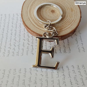 DIY A-Z Letters key Chain Car Men Metal Keychain Ring Women Car Key Ring Simple Silver Color Letter Name Key chain Party Gift