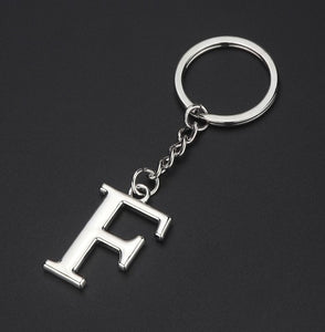 DIY A-Z Letters key Chain Car Men Metal Keychain Ring Women Car Key Ring Simple Silver Color Letter Name Key chain Party Gift