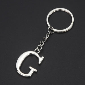 DIY A-Z Letters key Chain Car Men Metal Keychain Ring Women Car Key Ring Simple Silver Color Letter Name Key chain Party Gift