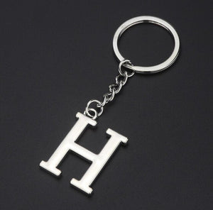 DIY A-Z Letters key Chain Car Men Metal Keychain Ring Women Car Key Ring Simple Silver Color Letter Name Key chain Party Gift