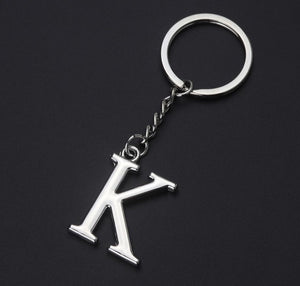 DIY A-Z Letters key Chain Car Men Metal Keychain Ring Women Car Key Ring Simple Silver Color Letter Name Key chain Party Gift