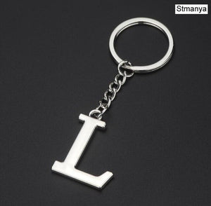 DIY A-Z Letters key Chain Car Men Metal Keychain Ring Women Car Key Ring Simple Silver Color Letter Name Key chain Party Gift