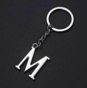 DIY A-Z Letters key Chain Car Men Metal Keychain Ring Women Car Key Ring Simple Silver Color Letter Name Key chain Party Gift