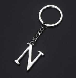 DIY A-Z Letters key Chain Car Men Metal Keychain Ring Women Car Key Ring Simple Silver Color Letter Name Key chain Party Gift