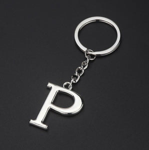 DIY A-Z Letters key Chain Car Men Metal Keychain Ring Women Car Key Ring Simple Silver Color Letter Name Key chain Party Gift