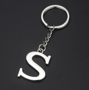 DIY A-Z Letters key Chain Car Men Metal Keychain Ring Women Car Key Ring Simple Silver Color Letter Name Key chain Party Gift