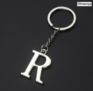 DIY A-Z Letters key Chain Car Men Metal Keychain Ring Women Car Key Ring Simple Silver Color Letter Name Key chain Party Gift